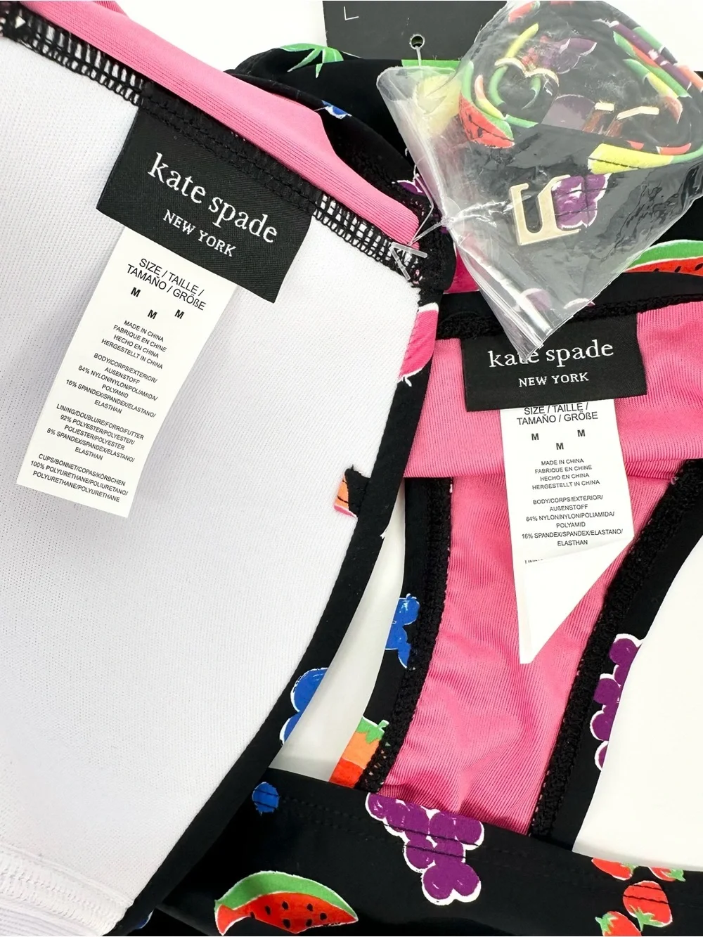 kate spade New York Summer Fruit Bikini Set-Bandeau Tie Top & Brief-Size